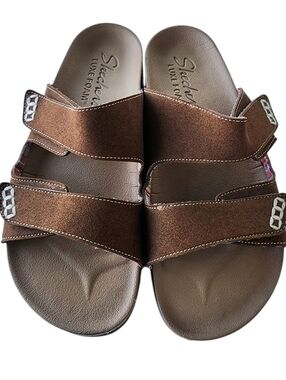 Skechers Brown Slide Sandals - Dual Strap